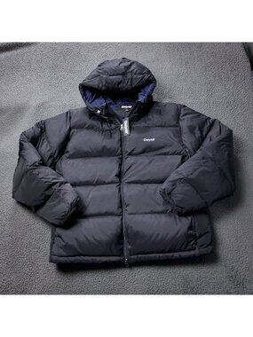 ONLY NY Puffer Down Jacket Mens XL Packable Snorkel Nylon Black Windbreaker